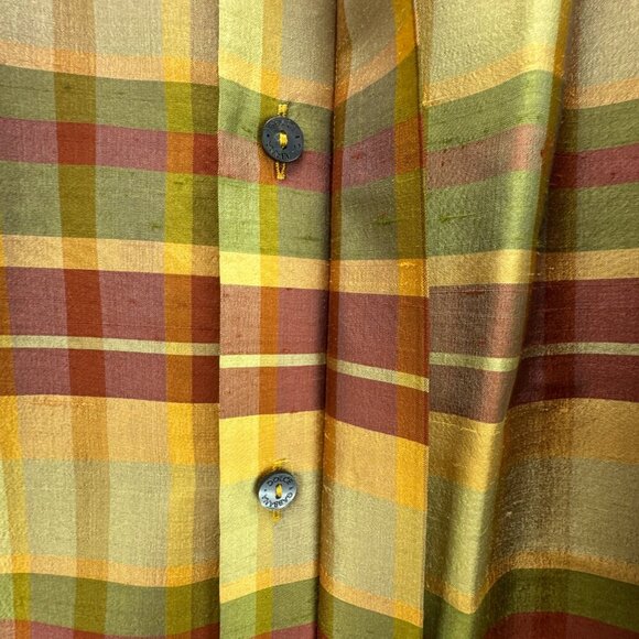 VTG Dolce Gabbana Dress Shirt Mens 16/41 Button Up Gold 100% Silk Plaid Textured - Picture 12 of 16